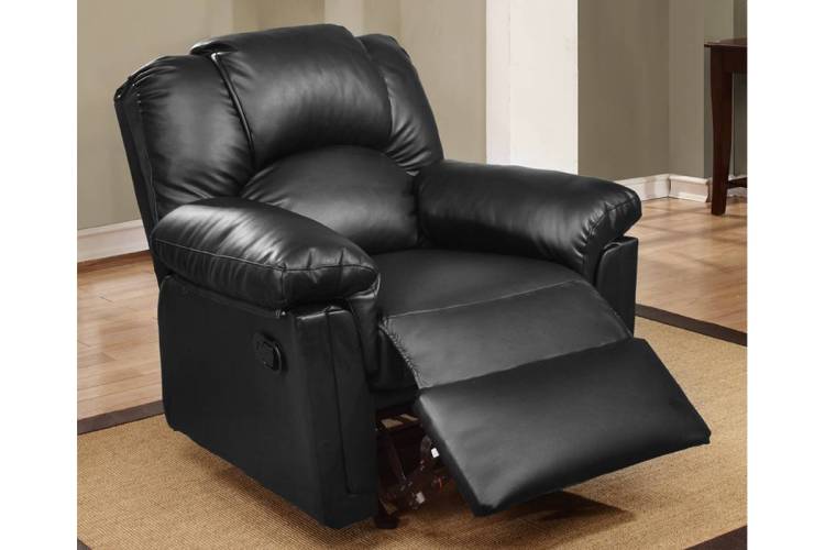 Motion Recliner Chair 1Pc Glider Couch Living Room Furniture Black Bonded Leather