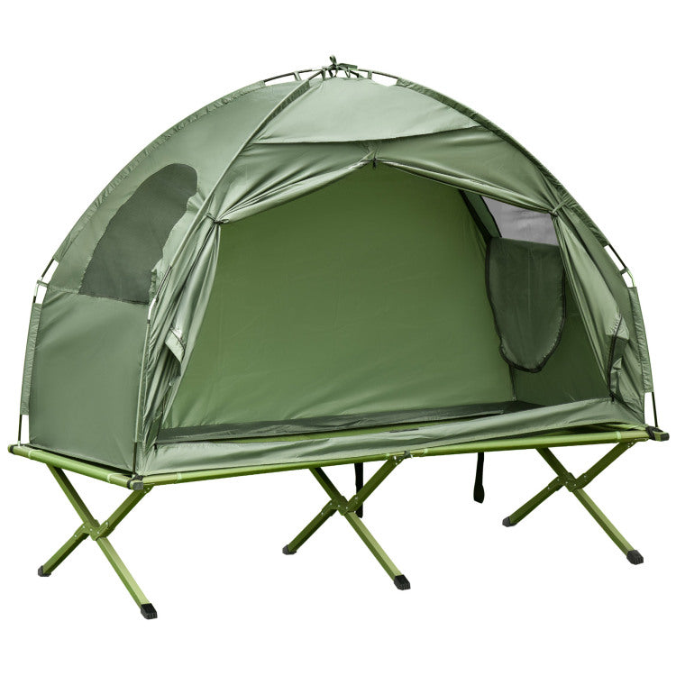 Outsunny Camping Tent Cot, Single Person Folding Cot Combo, Off Ground Tent, Covered Outdoor Bed With Carry Bag For Hiking, Camping