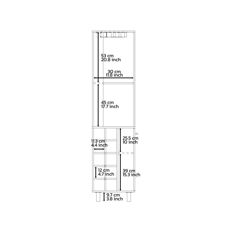 Corner Bar Single Door Cabinet Two Shelves, Ten Built In Wine Rack, Two Interior Shelves, Black Pine