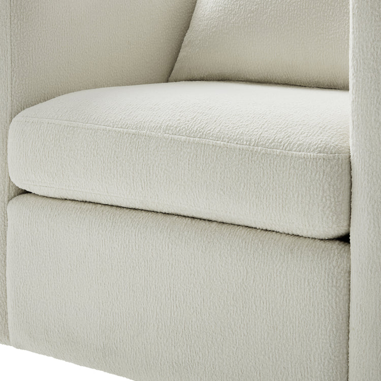 Sutton Ivory Performance Fabric Swivel Barrel Chair