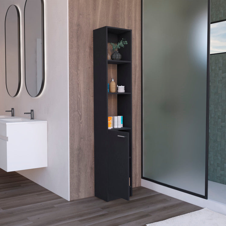 Parks Linen Bathroom Storage Cabinet With One Doors, Tall Bathroom Cabinet With 6 Shelves, For Bathroom, Living Room, Kitchen