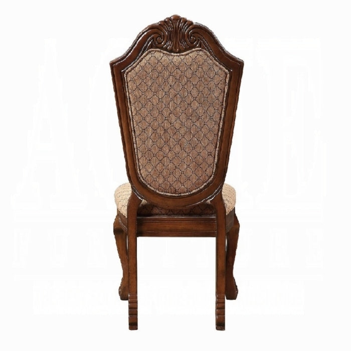 Chateau Fabric & Cherry Finish De Ville Side Chair Set Of 2