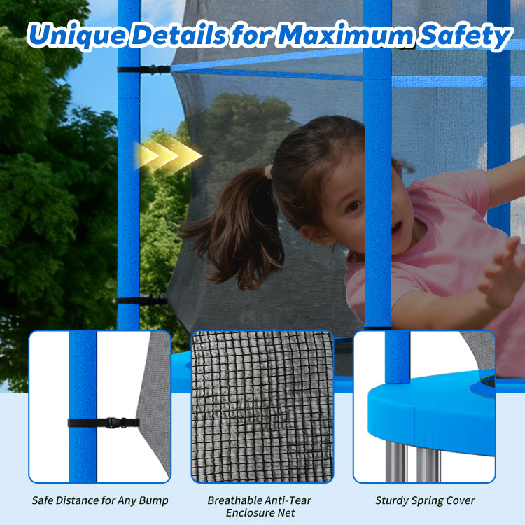 14Ft Trampoline With Ladder And Enclosure Net For Kids And Adults, Heavy Duty 14' Outdoor Trampoline For Backyard