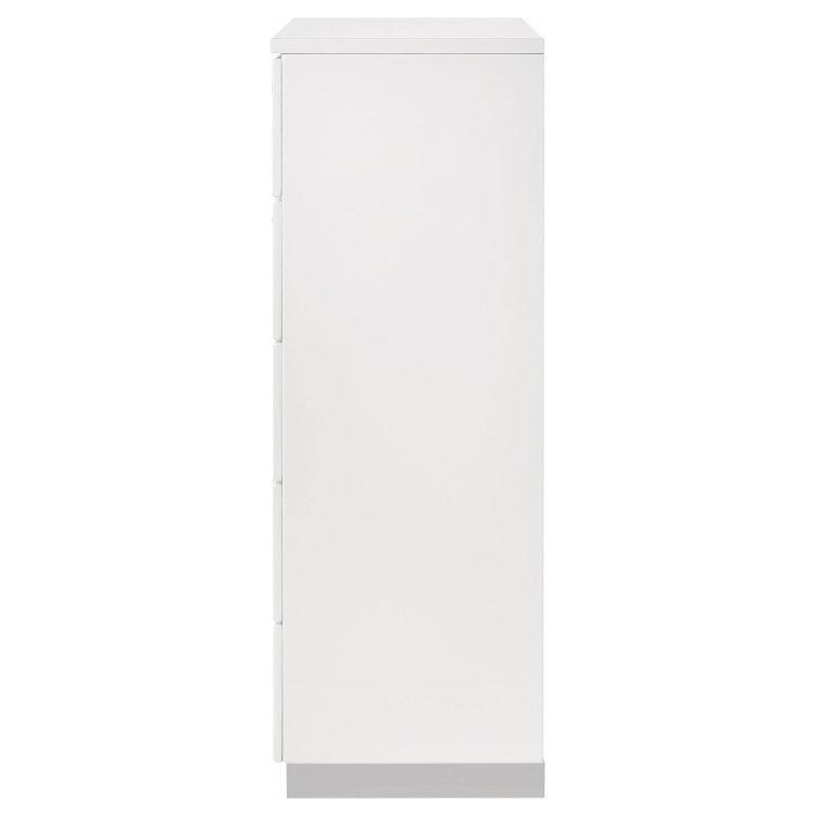 Dulcey White High Gloss 5 Drawer Bedroom Chest