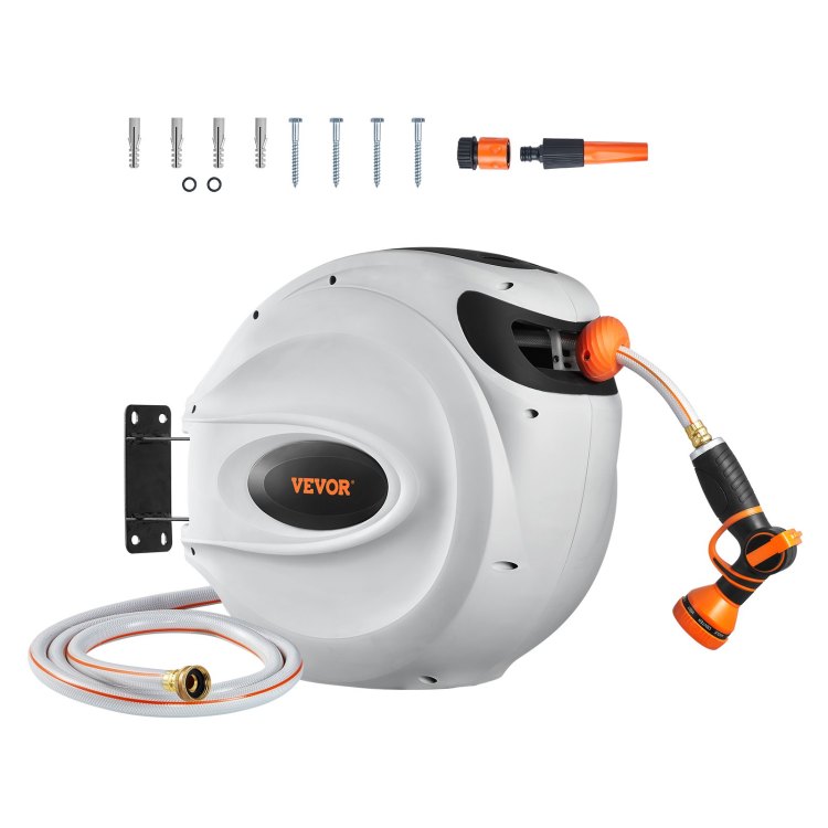 Retractable Hose Reel Water Hose Reel 115'X1 2" 180 Swivel Wall Mounted