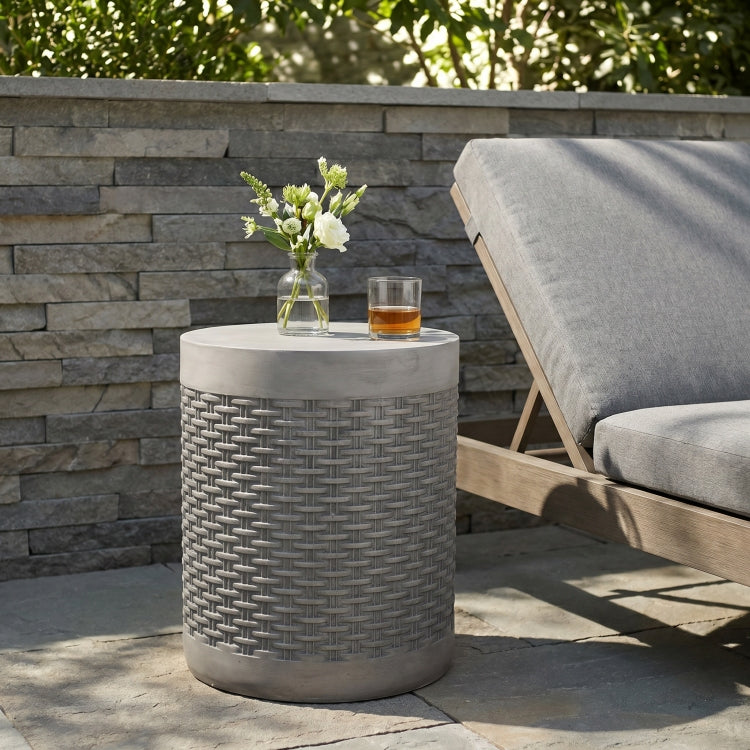 Outdoor Lightweight End Table Round Concrete Outdoor Side Table