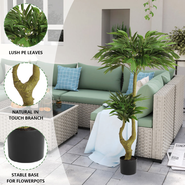 5Ft Artificial Willow Tree Tall Fake Potted Plant Faux Green Silk Tree With Black Plastic Pot For Indoor Home Office Living Room Bedroom Decoration, 1Pc Set