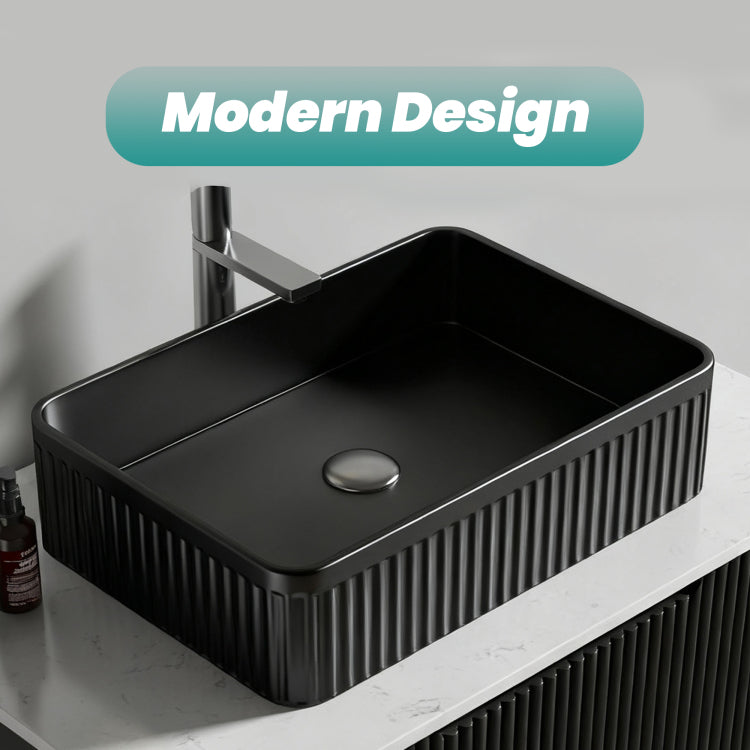 Bb17, Integrated Black Ceramic Basin, Drain And Faucet Not Included