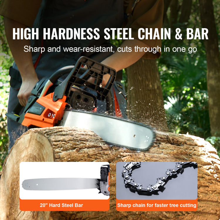 58Cc 20" Gasoline Chainsaw Gas Powered Wood Cutting Engine Gas Chain Saw