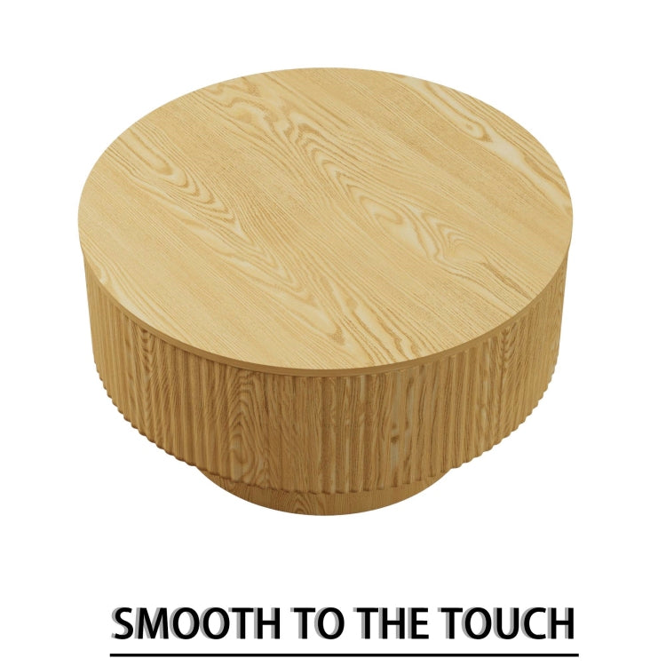 29.53 " Mdf Modern Circular Coffee Table With Circular Stripe Design And Storage Space, Suitable For Home&Kitchen Wood
