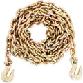 Transport Binder Chain, 7100Lbs Working Load Limit, 3 8''X20' G80 Tow Chain Tie Down With Grab Hooks, Dot Certified, Galvanized Coating Manganese Steel For Dock Factory Construction Site, 2 Pack
