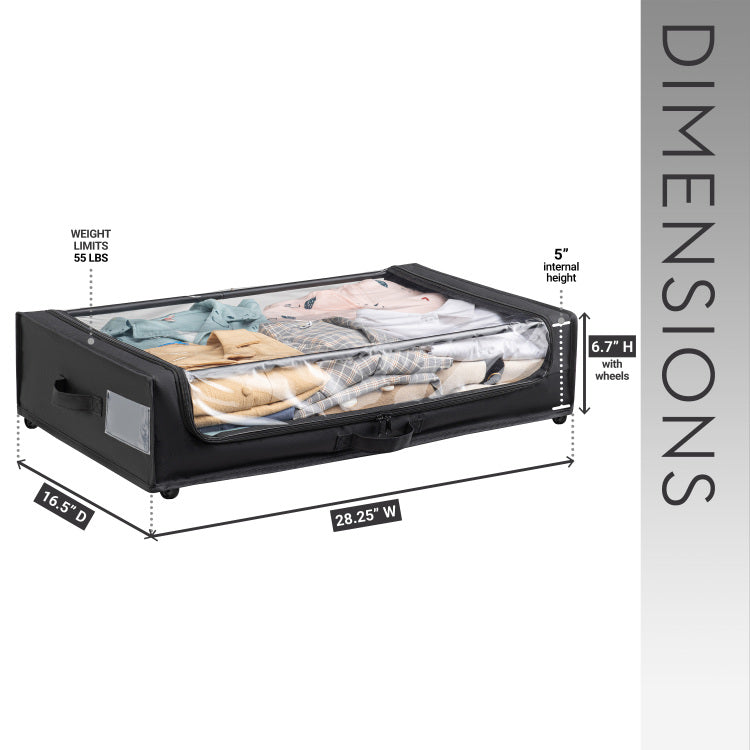 Set Of 2 Under Bed Rolling Storage Container With Transparent Cover, Versatile Space Saving Design, And Smooth Glide Multi Directional Wheels Ideal For Organizing Clothes, Shoes, And More