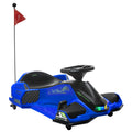 Aosom 12V Electric Go Kart, 5 Mph Drifting Car, Battery Powered Ride On Toy Outdoor With Slow Start, Music, Colorful Lights, For 8 12 Years Old, Blue