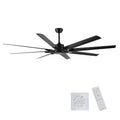 75 Inch Industrial Dc Motor No Light, Large With 8 Reversible Blades, 3 Downrods, 6 Speed Remote Control, Home Or Commercial S For Porch Garage Shop, Black
