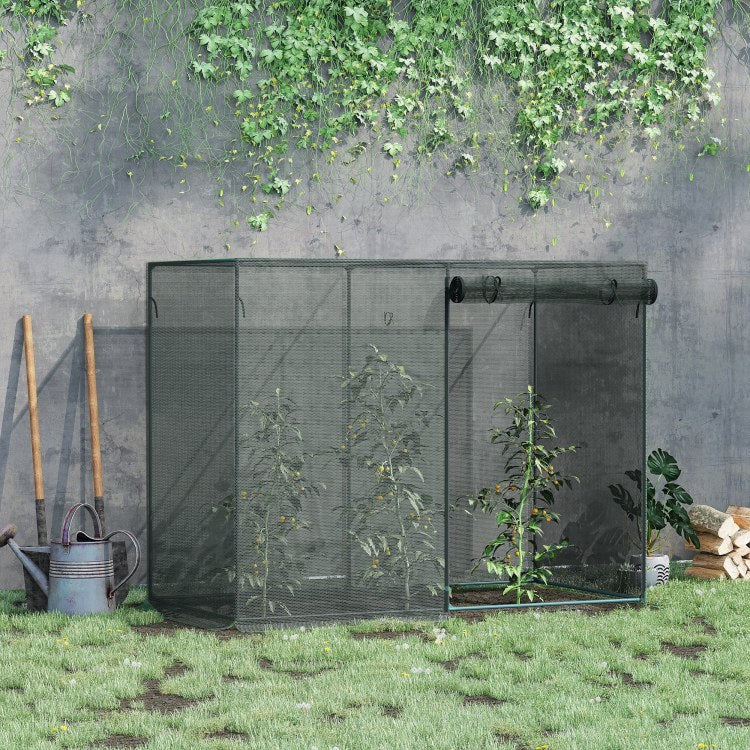 Outsunny 6' X 3' Crop Cage, Plant Protection Tent With Zippered Doors For Vegetable Garden, Backyard, Black