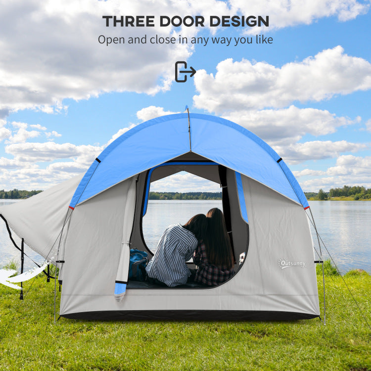 Outsunny Suv Tent, 2000Mm Waterproof Truck Tent With 3 Doors And Mesh Window, For 5 6 Person Camping Outdoor Travel, 7.5' L X 6.9' W X 6.9' H, Gray And Blue