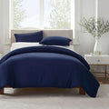 Serta Simply Clean Solid Duvet Cover Navy Blue Twin