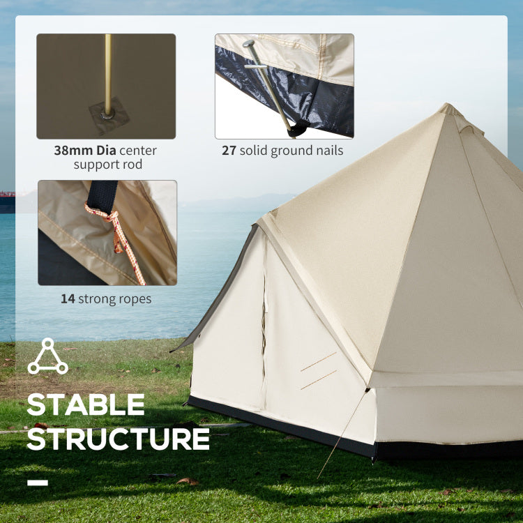 Outsunny 10 Person Yurt Tent Glamping Bell Tent With Spacious Interior, Waterproof Design, For Family Outdoor Camping, 16' X 16' X 10'