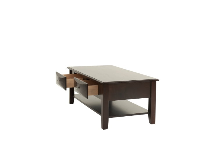Classic Modern Look Wooden 1Pc Coffee Table Living Room Furniture Table Veneer Top Drawers And Shelf Storage Espresso Antique Black Finish