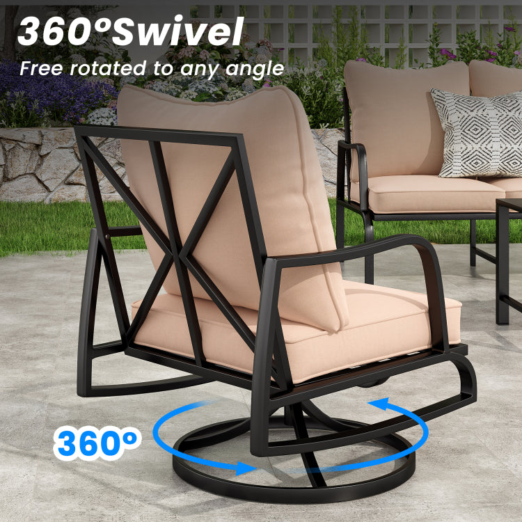 Patio Furniture Set Of 2, Outdoor Swivel And Rocking Patio Chairs With 4" Thick Cushions, Bistro Set For Porch, Balcony, And Backyard