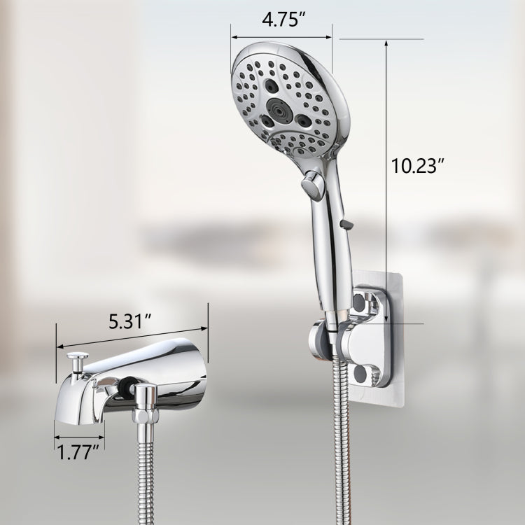 Lift Up Diverter Bathtub Faucet With 6 Settings Handheld Shower In Chrome Rough In Valve Not Included