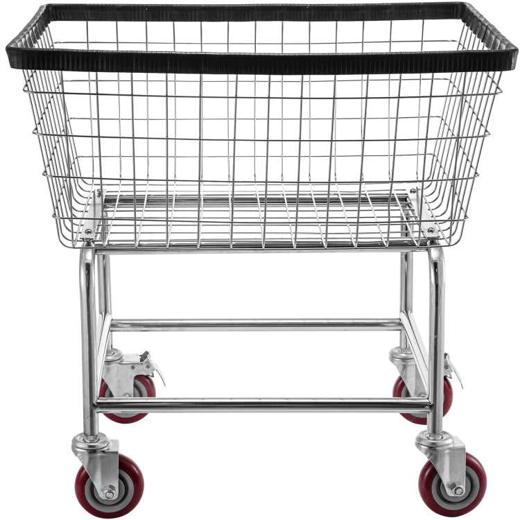 Wire Laundry Cart, 2.5 Bushel Wire Laundry Basket With Wheels, 21''X27''X27.5'' Commercial Wire Laundry Basket Cart, Steel Frame With Chrome Finish, 4Inch Casters, Wire Basket Cart For Laundry