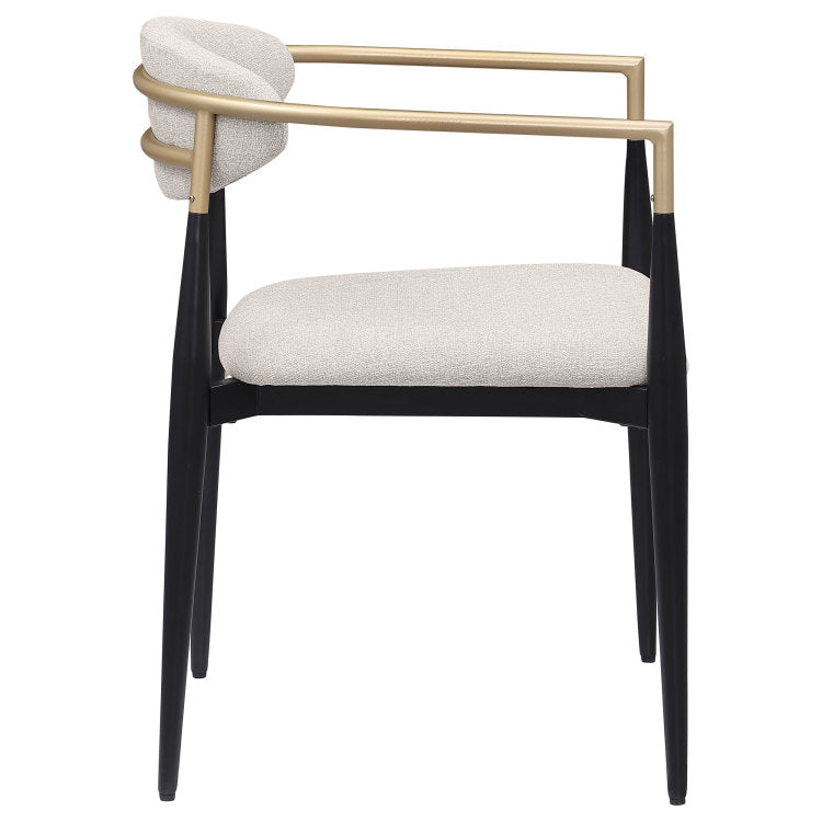 Mistra Beige Fabric Upholstered Dining Arm Chair Set Of 2