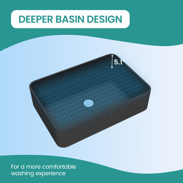 Bb17, Integrated Black Ceramic Basin, Drain And Faucet Not Included