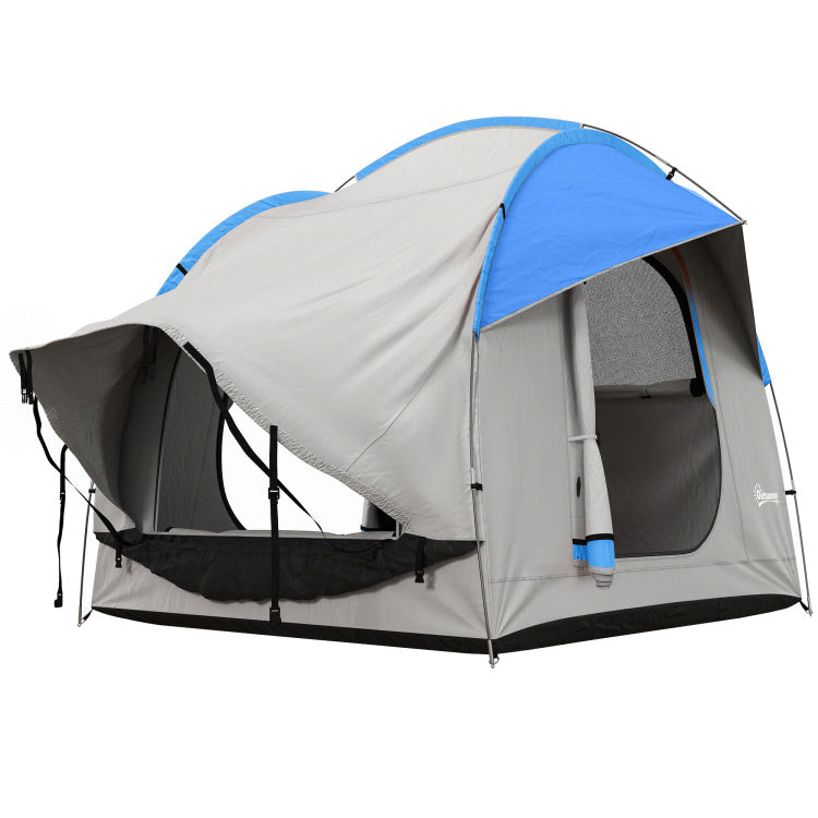Outsunny Suv Tent, 2000Mm Waterproof Truck Tent With 3 Doors And Mesh Window, For 5 6 Person Camping Outdoor Travel, 7.5' L X 6.9' W X 6.9' H, Gray And Blue
