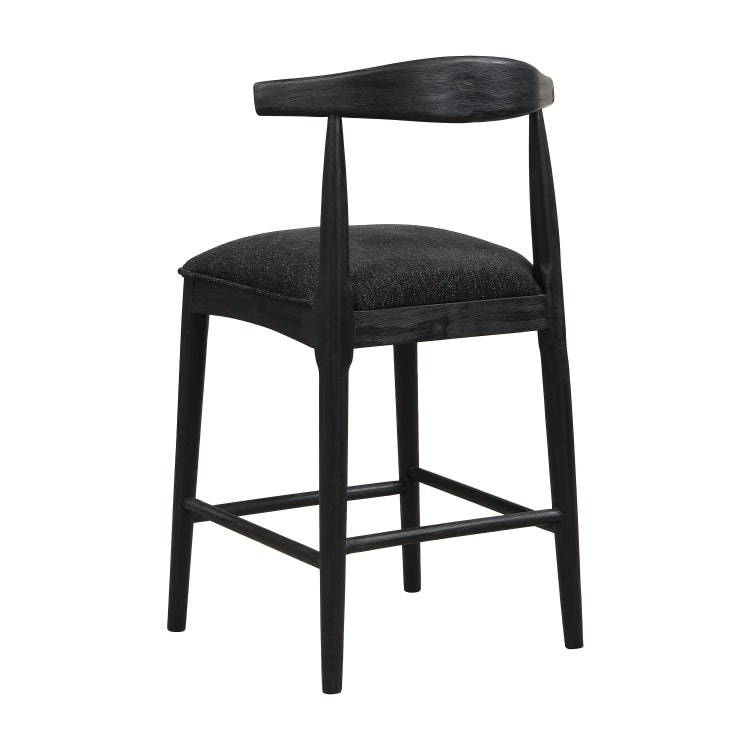 Counter Stool In Black Fabric Set Of 2
