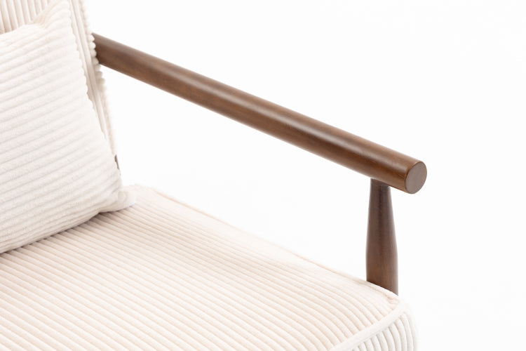 Storage Chair,Mid Century Modern Accent Chair With Wood Frame, Upholstered Living Room Chairs With Waist Cushion, Reading Armchair For Bedroom Sunroom