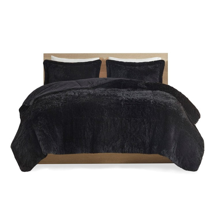 King Cal King Shaggy Long Fur Comforter Mini Set