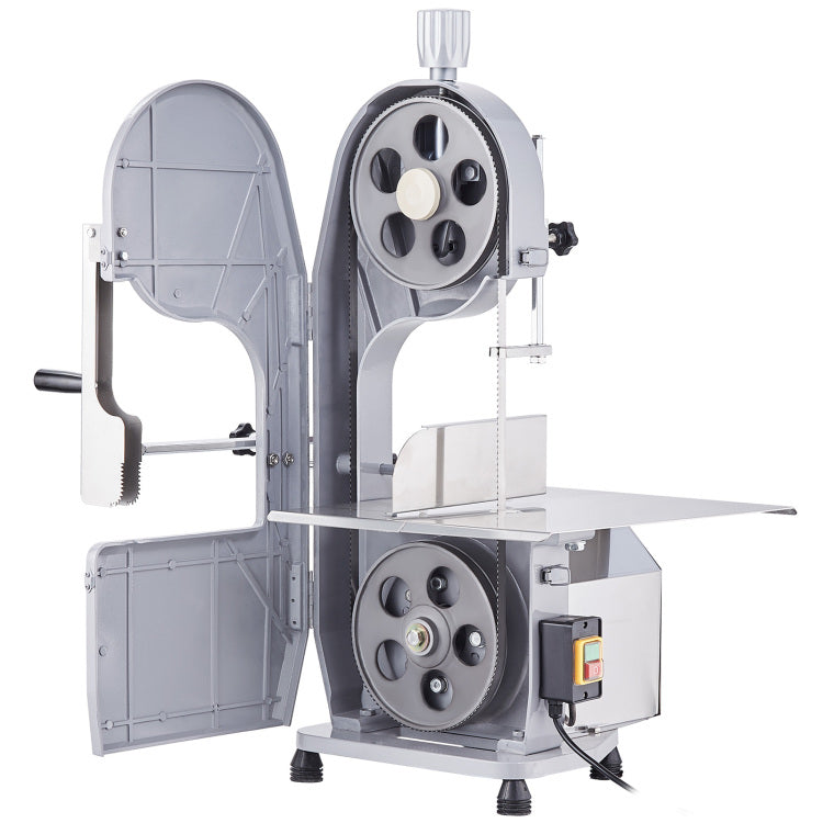 Commercial Electric Meat Bandsaw, 1500W Stainless Steel Countertop Bone Sawing Machine, Workbeach 19.3" X 15", 0.16 7.9 Inch Cutting Thickness, Frozen Meat Cutter With 6 Blades For Rib Pork Beef