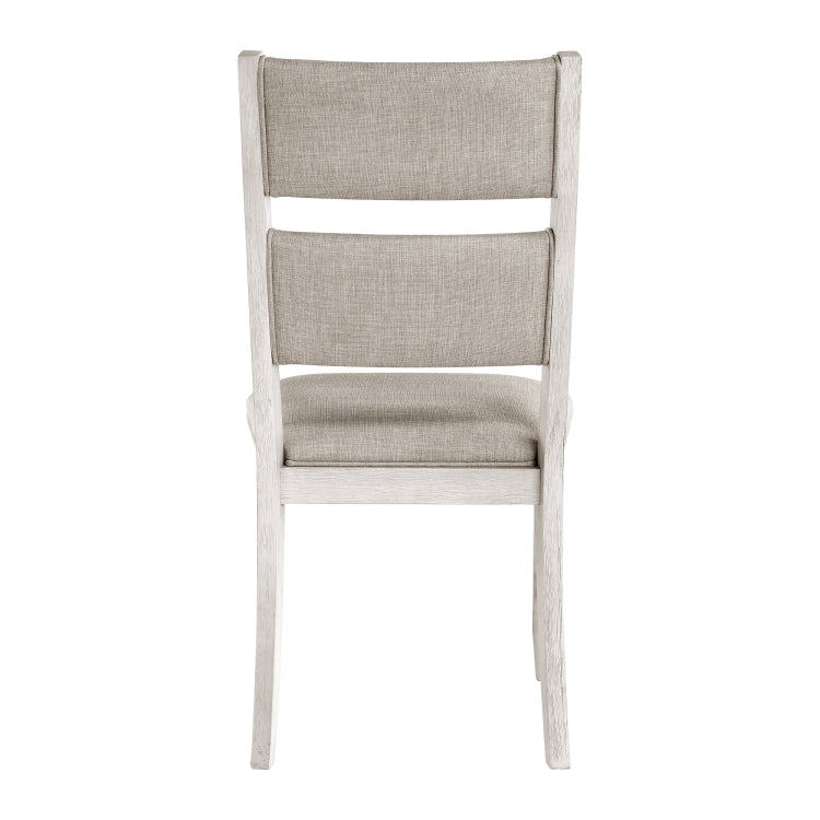 Modern Farmhouse Dining Side Chairs Set Of 2 Antique White Finish Upholstered Seat Back Wooden Furniture