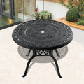 39.37 Inch Cast Aluminum Patio Dining Table With Black Frame And Umbrella Hole