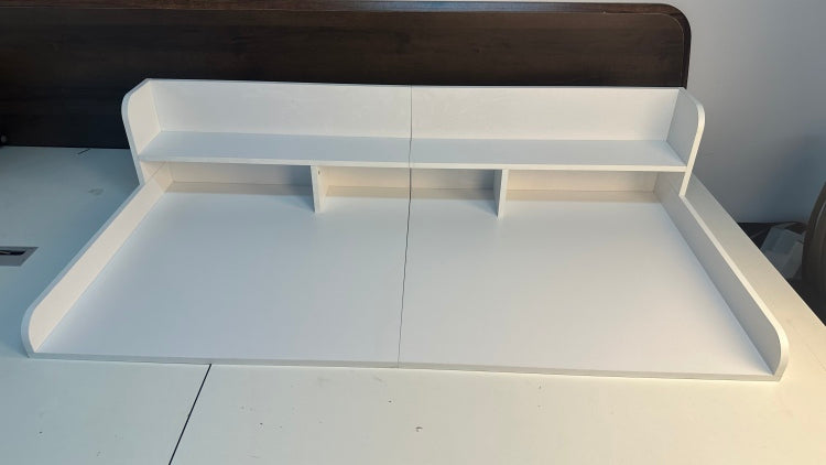 Washer Dryer Countertop With Non Slip Pads Laundry Wood Shelf Topper With Edge, 54" Width X 27.5" Depth Double Layer Organizer For Washer And Dryer Laundry Hamper Counter Storage Organization White