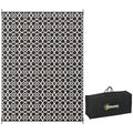 Outsunny Reversible Outdoor Rug, 9' X 12' Waterproof Plastic Straw Floor Mat, Portable Rv Camping Carpet With Carry Bag, Large Floor Mat For Backyard, Deck, Picnic, Beach, Black & White Clover