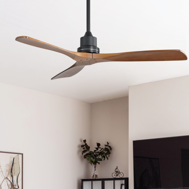 52Inch Outdoor Farmhouse No Light, With Remote Control Solid Wood Fan Blade Reversible Motor