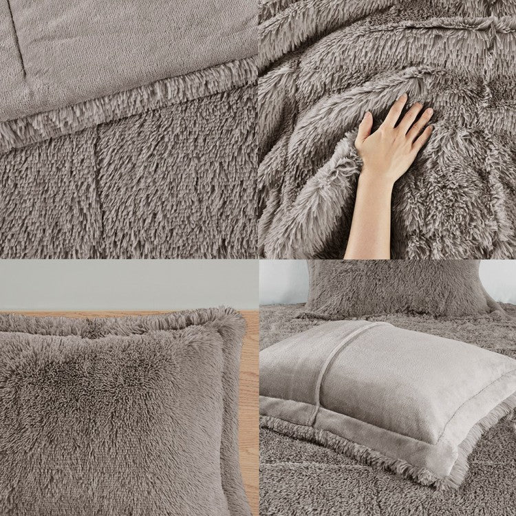 Twin Twin Xl Shaggy Long Fur Comforter Mini Set