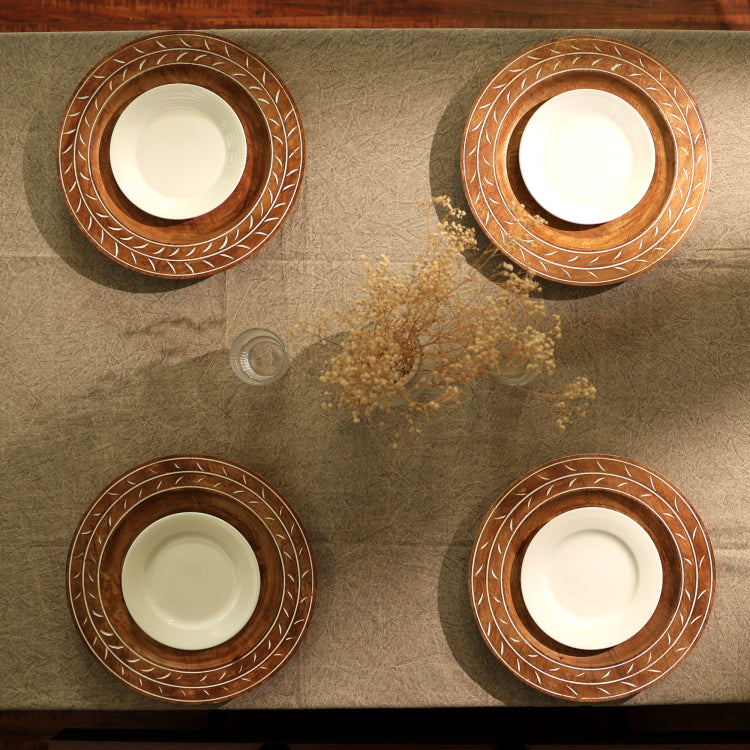 Handcrafted 13" Wood Charger Plate Wooden Dinning Placemat Artisan Wood Tableware