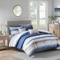 8 Piece Printed Seersucker Comforter And Quilt Set Collection Blue Full Queen
