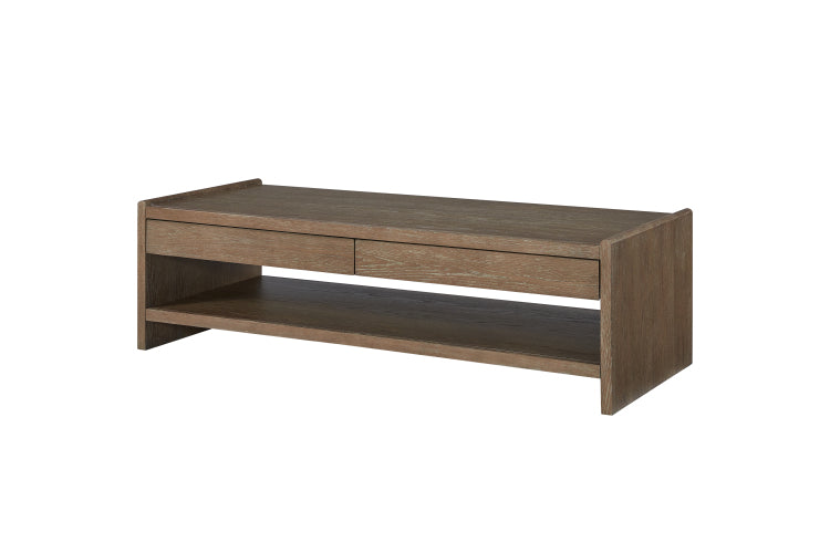 Wood Top 2 Drawer Cocktail Table Cocoa