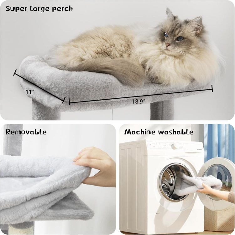 68In Tall Multi Level Green Cat Tree With Hammocks, Hanging Basket, Cat Cave, Removeable Cushion, Scratching Posts Plush Cat Tower For Indoor Cats, Perfect For Multiple Cats Grey