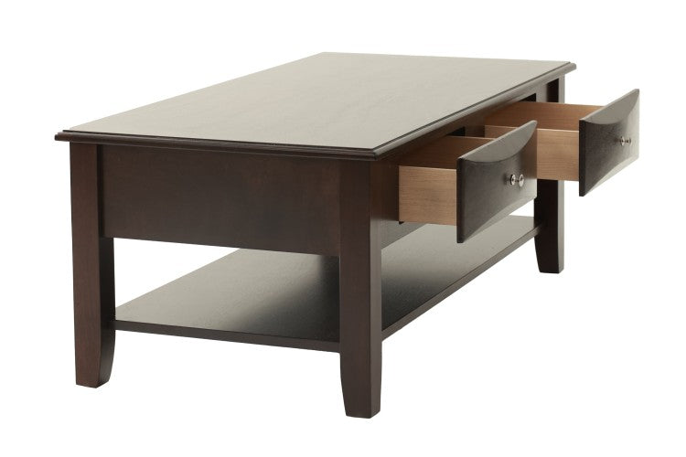 Classic Modern Look Wooden 1Pc Coffee Table Living Room Furniture Table Veneer Top Drawers And Shelf Storage Espresso Antique Black Finish