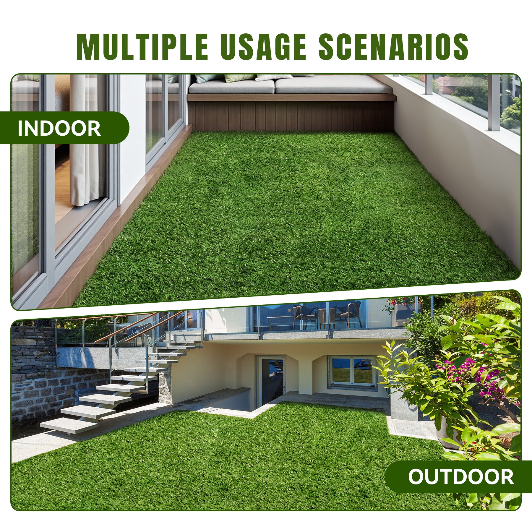 Grass Outdoor Indoor, 3 Ft X 5 Ft Faux Turf Lawn, 0.4" Artificial Grass Rug For Patio, Rug Synthetic Grass Mat With Drainage Holes