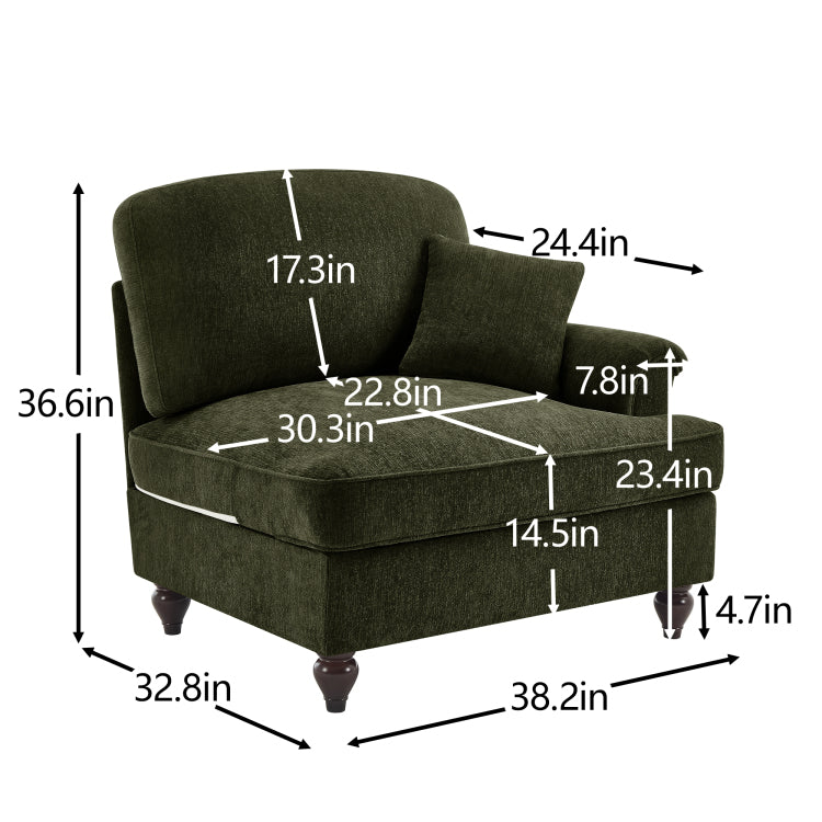 Sofa Rsf Chenille W 1 Pillow Green