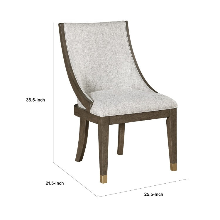 Greta Armchair Set Of 2, Semi Deconstructed Gold Metal, Beige Fabric
