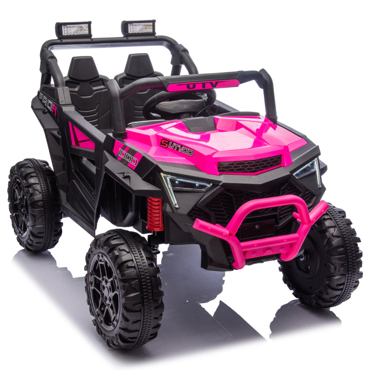 24V 400W Kids Ride On Electric Utv W Parents Remote Control,Four Wheel Suspension,Led Lights,Portable Handle,Advanced Center Panel With Usb,Mp3,Music,Bluetooth,Power Display For Kids Aged 3