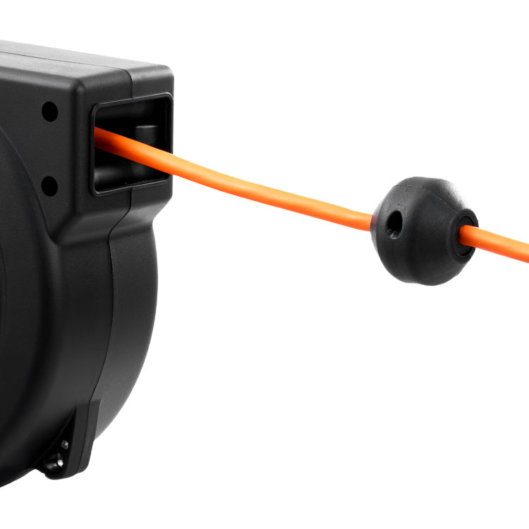 Retractable Extension Cord Reel, 30 Ft, Heavy Duty 16Awg 3C Sjtow Power Cord, With Lighted Triple Tap Outlet 10 Amp Circuit Breaker, For Ceiling Or Wall Mount Garage And Shop, Etl Listed