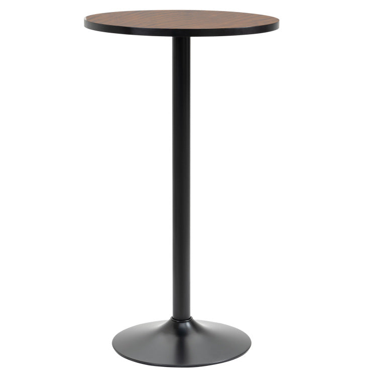 Homcom 42" H Bar Height Round Bar Table, Rustic Industrial Pub Table, Elm Wood Top Bistro Table With Metal Base